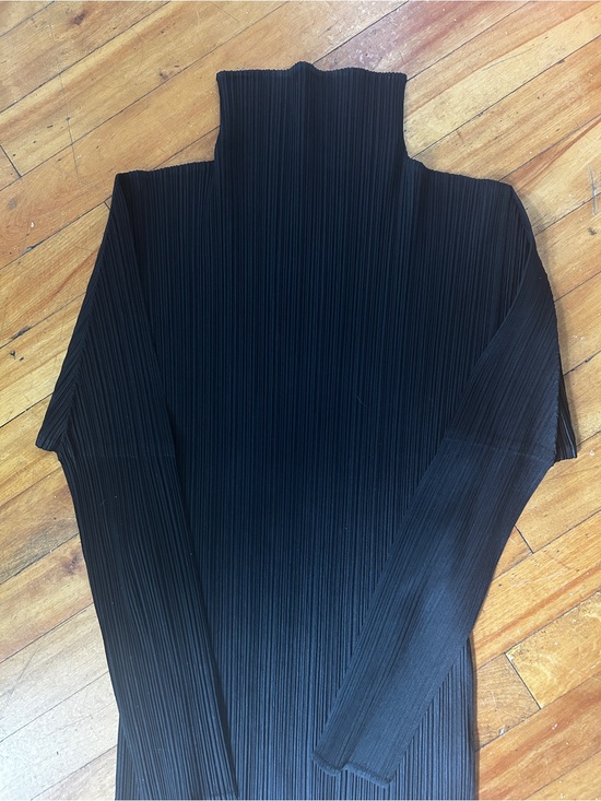 Issey Miyake Tops - Issey Miyake Black Pleated High-Neck Long Sleeve Top